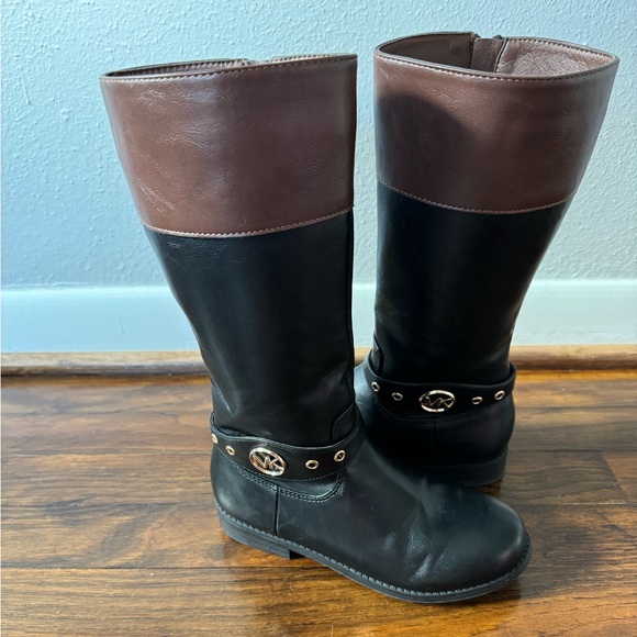 MK Michael Kors Leather Boots Riding equestrian style Emma Derby Size 1 black - Picture 1 of 8